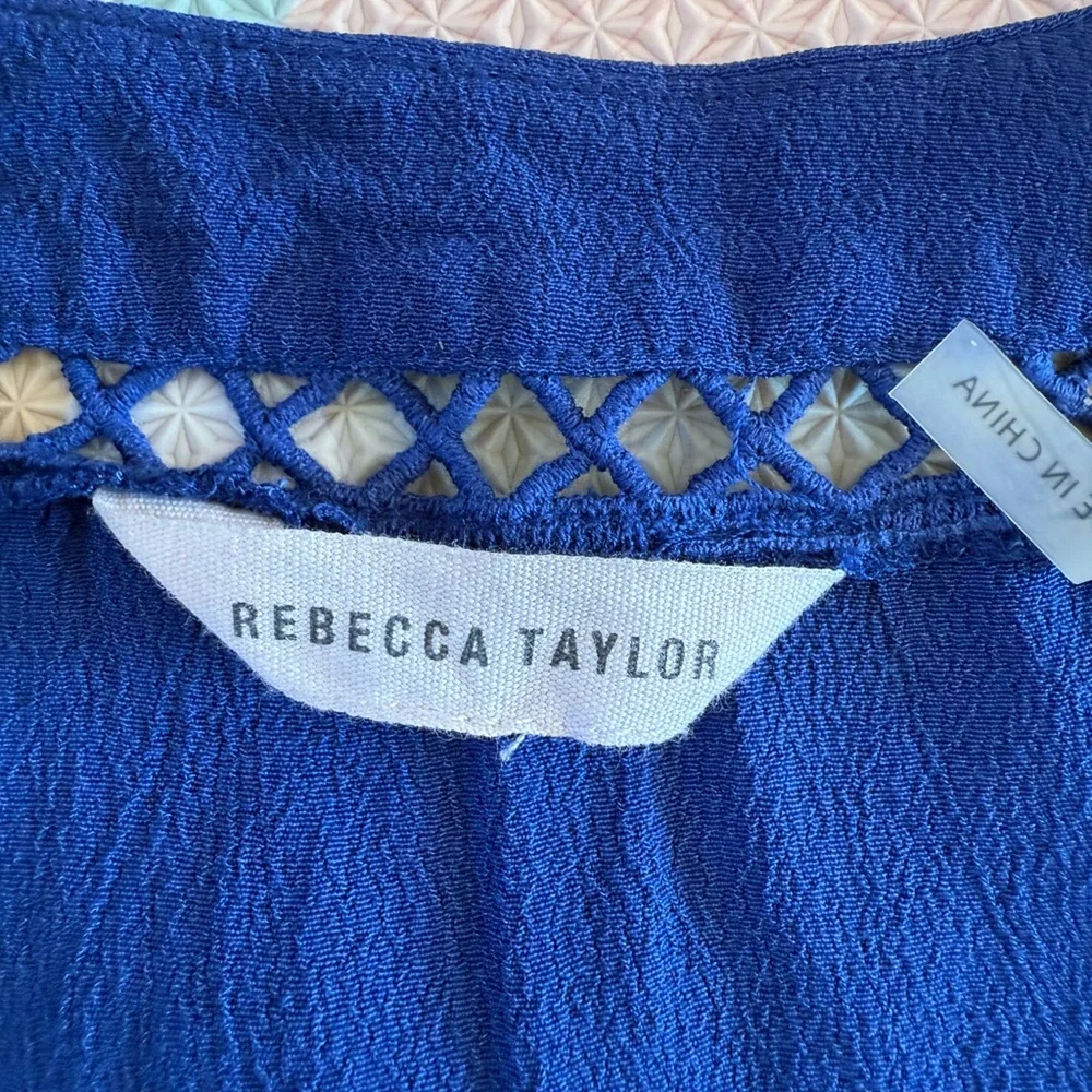 Rebecca Taylor Deep Blue Blouse with Lace Accents - Picture 3 of 9